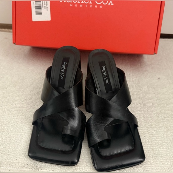 Rachel Cox Black Leather Avery Heeled Sandals size US5.5 - Picture 2 of 5